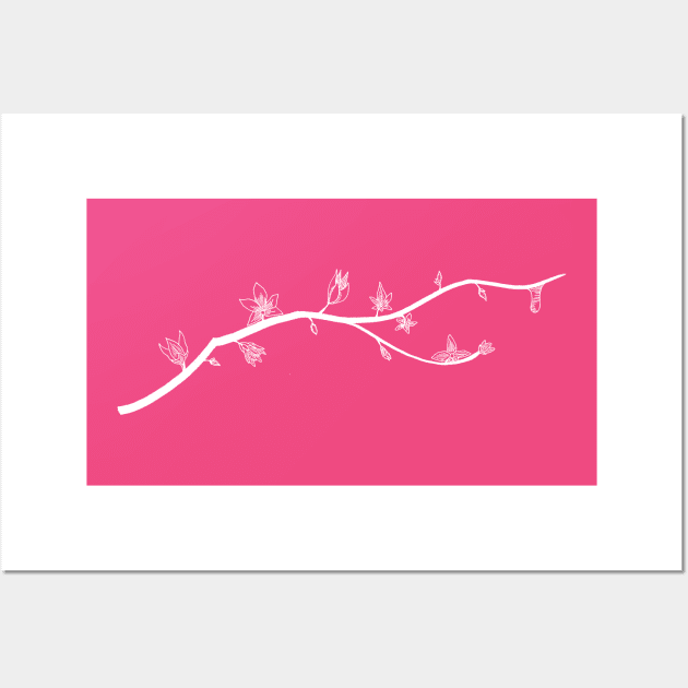 Cherry blossoms on dark Wall Art by PsychedelicDesignCompany